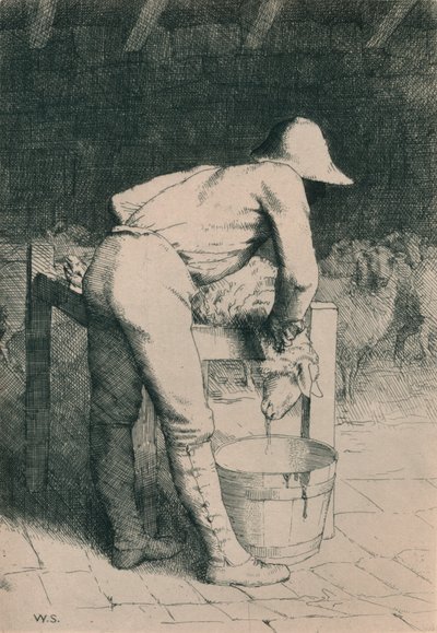 De slager en het schaap, ca. 1916 door William Strang
