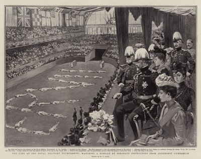De Koning bij het Koninklijk Militair Toernooi, kijkend naar een show door Sergeant Instructeurs van Aldershot Gymnasium door William T. Maud