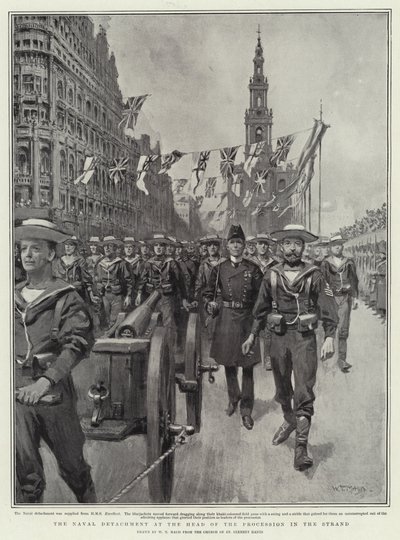 Het marinedetachement aan het hoofd van de processie in de Strand door William T. Maud
