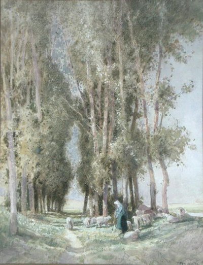 Een herderin en haar kudde, Holland door William Tatton Winter