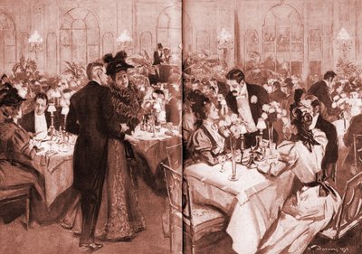 Leden van de hoge samenleving in het Waldorf Hotel door William Thomas Smedley