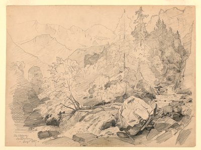 Landschap, Stechelberg, Lauterbrunnen, Zwitserland door William Trost Richards