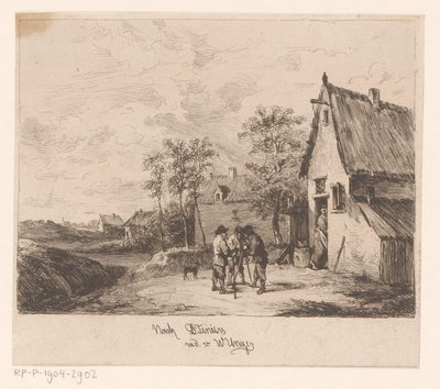 Drie mannen voor een herberg door William Unger