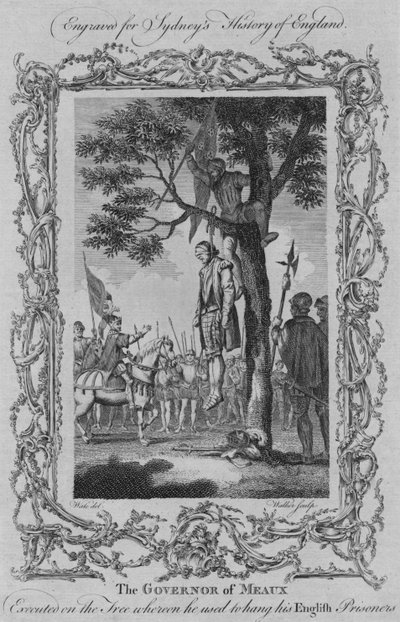 De gouverneur van Meaux geëxecuteerd aan de boom waaraan hij zijn Engelse gevangenen ophing, 1773 door William Walker