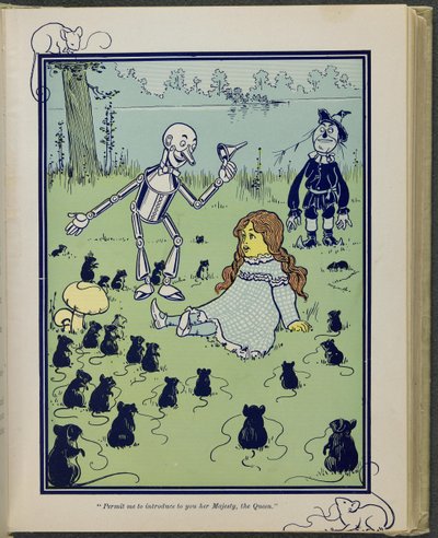 "Sta mij toe u voor te stellen aan Hare Majesteit de Koningin", illustratie uit "De wonderbaarlijke tovenaar van Oz" door Lyman Frank Baum door William Wallace Denslow