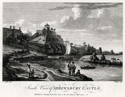 Zuidelijk uitzicht op Shrewsbury Castle, Shropshire, 1777 door William Watts