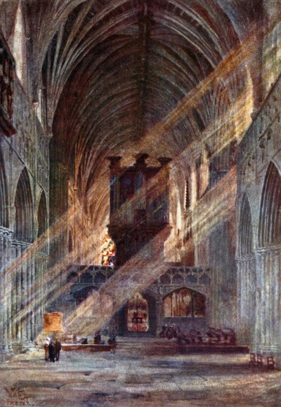 Exeter, interieur van het schip door William Wiehe Collins
