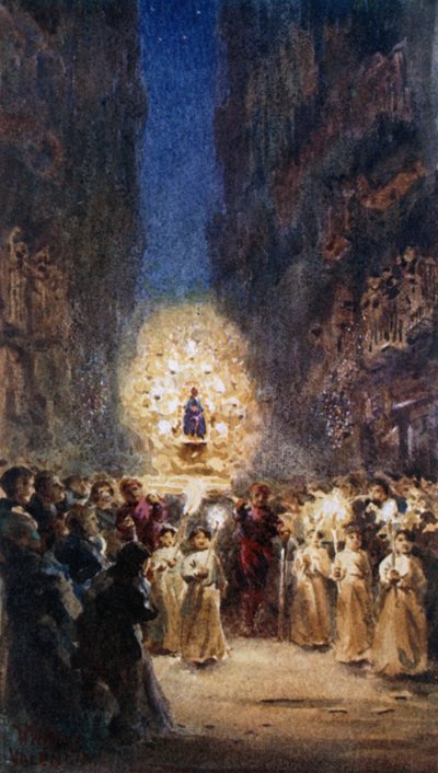 Valencia, religieuze processie door William Wiehe Collins