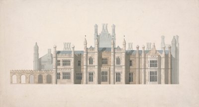 Verhoging van een Voorgesteld Ontwerp voor Cambridge Colleges door William Wilkins