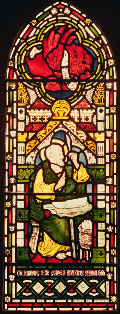 Sint Marcus, ca. 1870 (glas-in-lood) door William and Company Morris