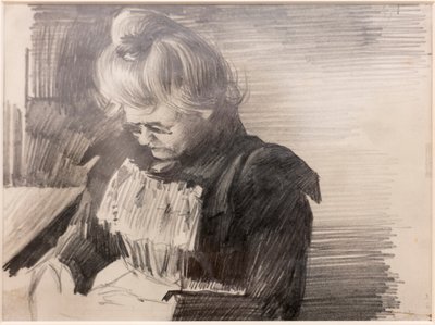 Een vrouw die naait door William van Strydonck