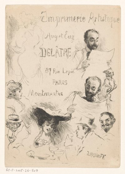 Visitekaartje van drukker Eugène Delâtre te Parijs door Willibald Wolf Rudinoff