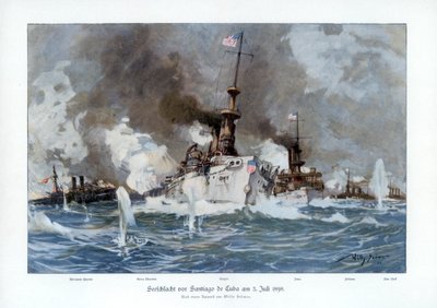 Slag bij Santiago de Cuba, 3 juli 1898 door Willy Stöwer