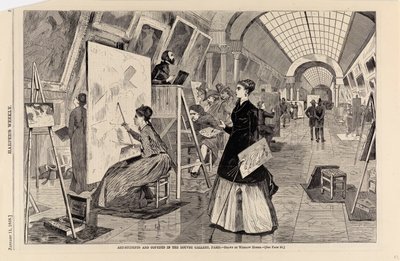 Kunststudenten en kopiisten in de Louvre Gallery, Parijs, uit Harper
