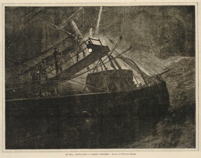 Op zee-seinen van een passerend stoomschip, van Elke zaterdag, 8 april 1871 door Winslow Homer