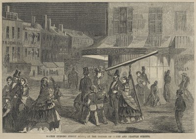 Boston Avond Straatscène, op de Hoek van Court en Brattle Streets door Winslow Homer