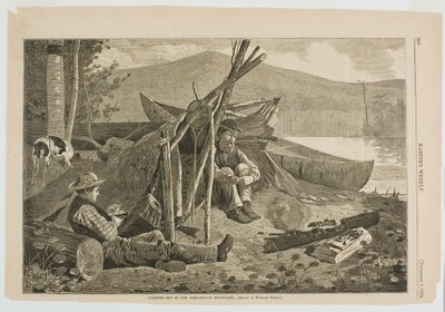 Kamperen in de Adirondack Mountains door Winslow Homer