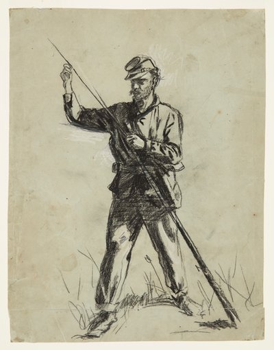 Cavaleriesoldaat Laadt een Geweer door Winslow Homer