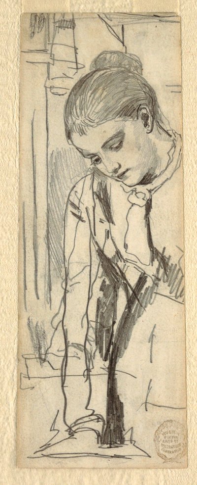 Tekening, Figuur van een vrouw, 1870-80 door Winslow Homer