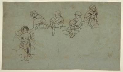 Tekening, Vijf schetsen van jonge jongens, ca. 1872 door Winslow Homer