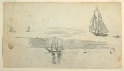 Tekening, Vier schoeners, mogelijk 1880 door Winslow Homer