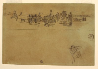Tekening, Groepen vrouwen aan het strand, Cullercoats, Engeland, 1881-82 door Winslow Homer