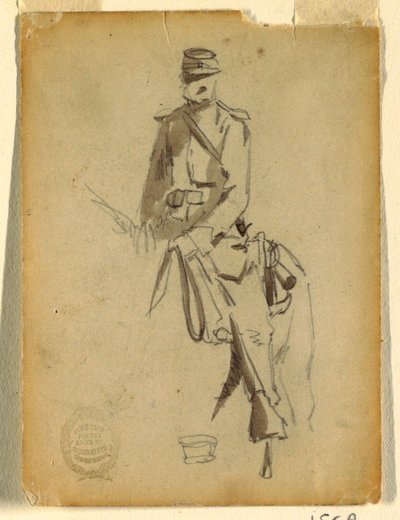 Tekening, cavalerieofficier, 1862 door Winslow Homer