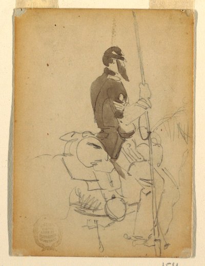 Tekening, bereden cavalerist, 1862 door Winslow Homer