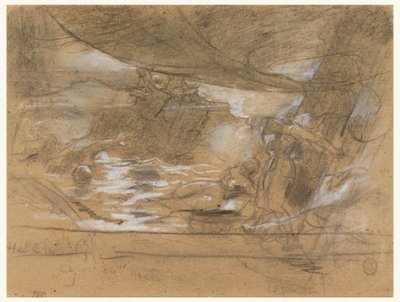 Tekening, Scheepsdek met twee vrouwen, mogelijk 15 juli 1886 door Winslow Homer