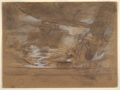 Tekening, Scheepsdek met twee vrouwen, mogelijk 15 juli 1886 door Winslow Homer