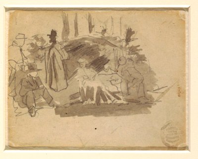 Tekening, Soldaten kamperen, 1862 door Winslow Homer