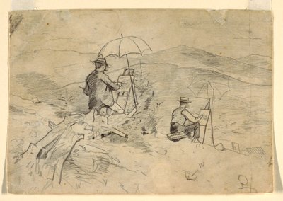 Tekening, Studie voor "Artists Sketching in the White Mountains" en "The Artist in the Country", 1868 door Winslow Homer
