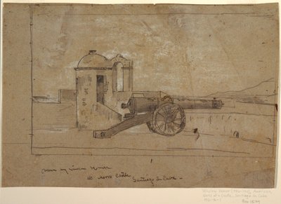 Tekening, Studie voor "Zoeklicht, haveningang, Santiago de Cuba", 1885 door Winslow Homer