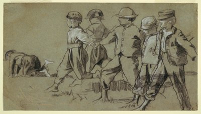 Tekening, Studie voor "Snap de zweep", 1872 door Winslow Homer