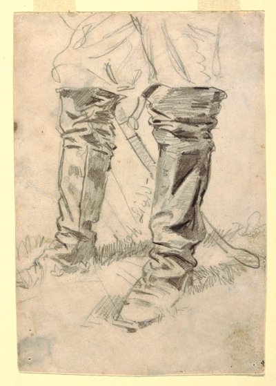 Tekening, Studie van de laarzen van een cavalerieofficier, 1862-64 door Winslow Homer