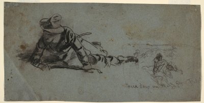 Tekening, Drie dagen aan het front, ca. 1863 door Winslow Homer