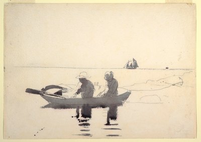 Tekening, Twee figuren in een roeiboot, 1880 door Winslow Homer