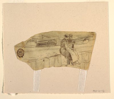 Tekening, Twee vrouwen zittend op een muur, Cullercoats, Engeland, 1881-82 door Winslow Homer