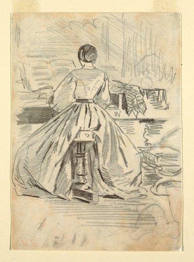 Tekening, Vrouw bij een piano, 1862 door Winslow Homer