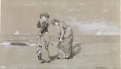 Avond op het strand door Winslow Homer