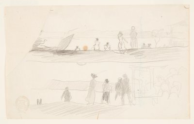 Figuren die naar een baai kijken door Winslow Homer