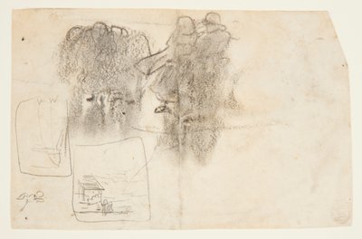 Figuren in de Luwte van een Gebouw met de Oceaan op de Achtergrond, Cullercoats, Engeland door Winslow Homer