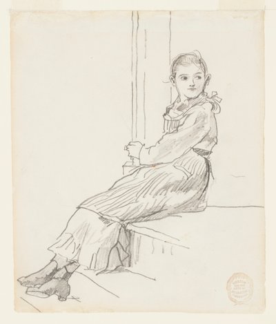 Meisje zittend op een veranda door Winslow Homer