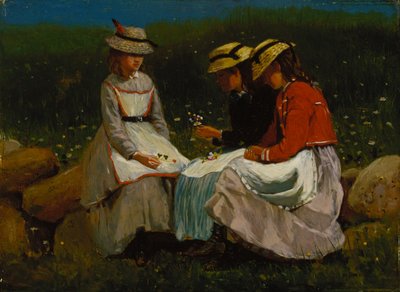 Meisjes in een landschap door Winslow Homer