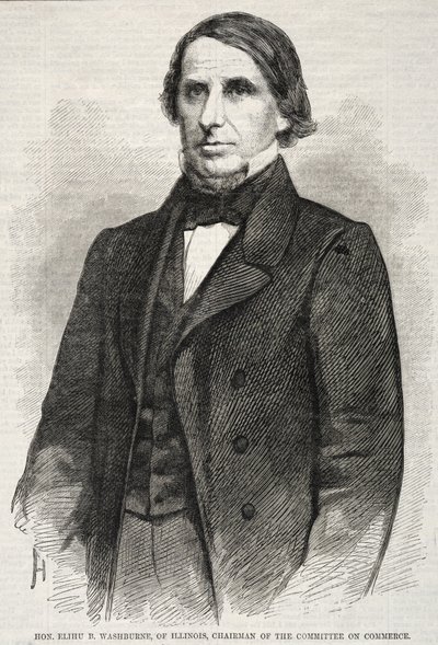 Hon. Elihu B. Washburne, van Illinois, voorzitter van de Commissie voor Handel door Winslow Homer