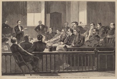 Juristen luisteren naar de raad, Hooggerechtshof, New City Hall, New York door Winslow Homer