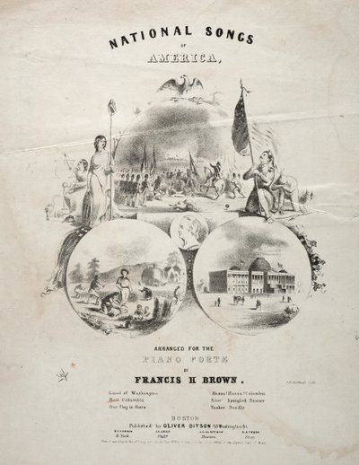Nationale Liederen van Amerika - Bladmuziek Omslag door Winslow Homer