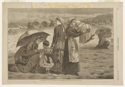 Op het strand bij Long Branch - Het uur van de kinderen door Winslow Homer