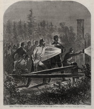 Opstandelingen Buiten Hun Werken bij Yorktown Verkennen met Donkere Lantaarns, 1862 door Winslow Homer