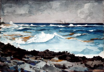 Kust en branding, Nassau, 1899 door Winslow Homer